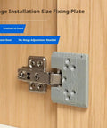 Two Pack Concealed Hinge Jig Kit Punch Locator Drill Guide For Cabinet Doors Mounting Jig And Positioning Ruler Easy Install For 35mm Straight Or Semi Overlay Hinges Pro Grade ABS Construction installed on wooden cabinet door