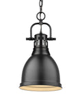 Industrial Style Small Pendant Light With Chain In Aged Brass Black Rubbed Bronze Chrome Or Pewter Open Bottom Shade