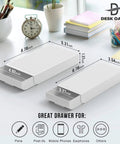 Under Desk Drawer Organizer 2 Pack With Slide Out Storage For Pens Cables And Office Accessories No Drill Adhesive Mount with size dimensions for home office use