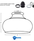 Clear Schoolhouse Glass Pendant Shade Replacement 9 Inch by 6 Inch for Pendant Lights Modern Chandelier Glass Upgrade Fits Threaded Medium Base Sockets Hang Up or Down for Easy Remodel.