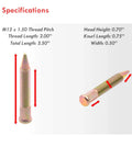 20-Piece Extended Length Wheel Stud Kit For 5-Lug Vehicles - 3.5 Inch / 89mm, M12 X 1.5 Thread Pitch, Steel Build specifications image