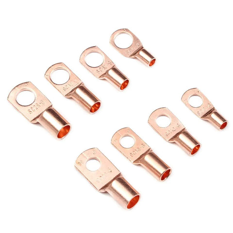 Ultimate 50Pc Kit Of Tinned Copper Lugs Ring Battery Terminals With SC6-6 And SC10-6 Bolt Holes For Heavy Duty Cable Crimping Job, tinned copper ring lugs