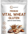 Vital Wheat Gluten Powder 6Lb Bulk For Bread And Seitan, Protein Packed, showing packaging with bread and wheat illustrations.
