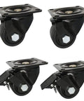 Straight Up Heavy Duty Swivel Castor Wheels Nylon Furniture Casters Black Four Pack shown with dual brakes for smooth mobility.