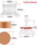 Dimensions of DIY RK17VB Vacuum Breaker Float Kit 4 Pack Anti Siphon Wall Faucet Repair Kit with labeled measurements