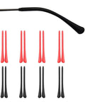 Grippy Anti Slip Silicone Eyeglass End Tips 8 Pairs Replacement Temple Tips For Thin Metal Frames in black and red colors