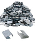 Beefy Serrated Steel Banding Clips For Five Eighths Inch Strapping 2000 Piece Set Pallet Banding showing pile and two detailed clips