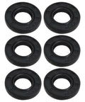 Six black nitrile rubber rotary shaft oil seals with double lip, top view, 12x24x4.5mm
