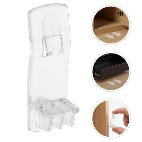 24 Pack Heavy Duty Plastic Shelf Pegs For Cabinets Self-Locking Curved Clips With Antislip Grooves Long Rectangular Shelf Pins For 20mm Thick Shelves