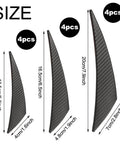 12 Piece Universal Car Spoiler Canards Kit with Front Bumper Lip Splitter, three sizes in carbon fiber black, anti collision strip