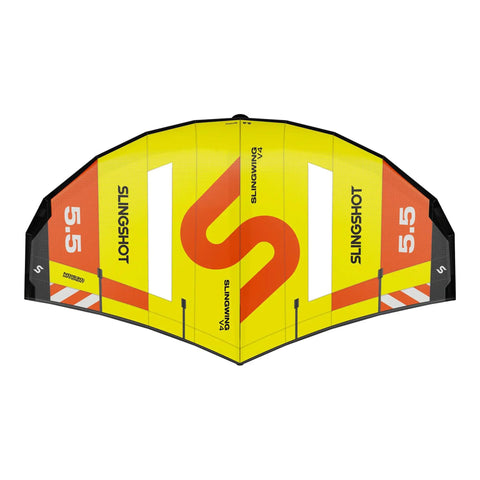 SlingWing V4 Foil Wing 7M Yellow For Wing Foil Boards, flat view showing high-tension canopy and durable airframe design.