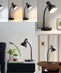 Flexible Gooseneck Desk Lamp With Dimmable 7W LED Bulb Included in different room settings and lighting modes