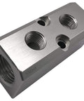 Two Way Pneumatic Manifold Air Distribution Block With G1/2 Inlet Ports And G1/4 Outlet Ports Aluminum Alloy Construction Heavy Duty