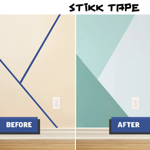 Before and after using Three Pack Blue Painter Tape One Quarter Inch By Sixty Yards For Clean Edges Trim Ceilings Residue Free Removal
