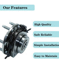 Front wheel hub bearing assembly, angled side view with 6-lug and ABS, metallic silver hub