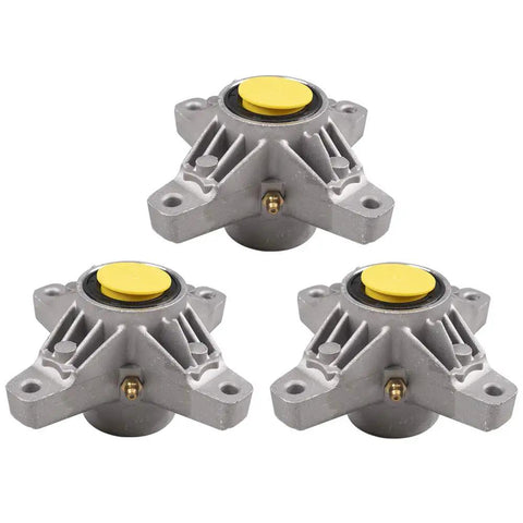 Three Beefy Heavy Duty Deck Spindle Replacements for Cub Cadet and MTD Decks 3 Pack compatible with 918-04217 (angled view)