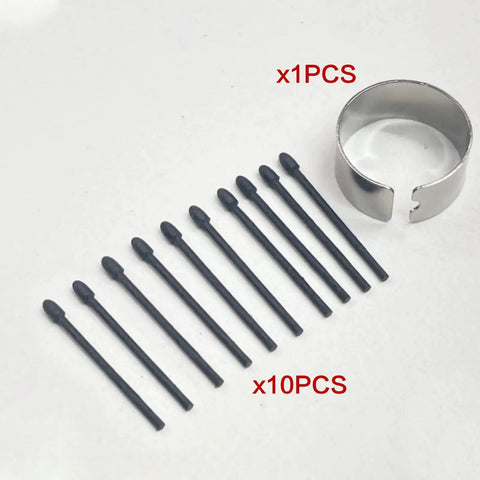 Boutique Grade Replacement Pen Tips For Kindle Scribe featuring ten black felt nibs and a quick swap tool on a light background.