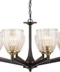 28 Inch Brown Finish Eight Light Chandelier for Dining Room, Living Room, and Bedroom, Dope Hanging Ceiling Light