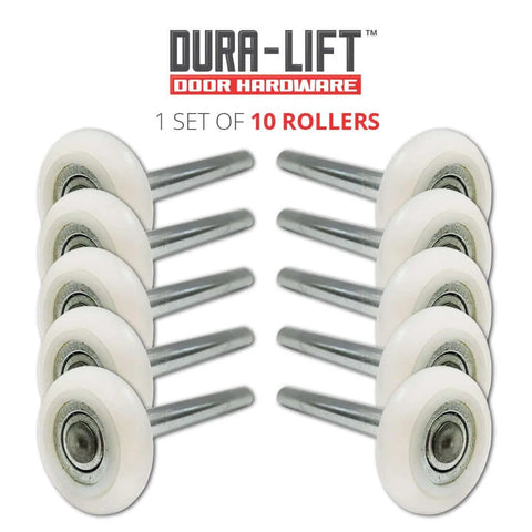 Whisper Quiet Nylon Garage Door Roller Kit With Precision 13 Ball Bearing On 4 Inch Stem And 2 Inch Wheel, 10 Pack