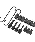 Rock Solid 15 Piece Impact Brake Caliper Socket Set Gritty Heavy Duty Tool Kit For German Car Brands Perfect Fit Durable Removal Gear, black steel sockets
