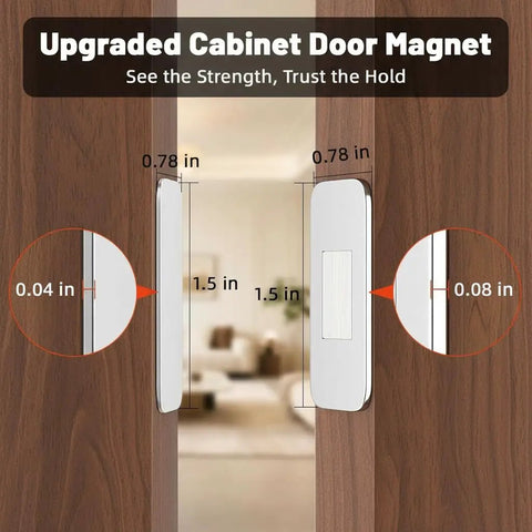 Ultra Thin Magnetic Door Catch With Heavy Duty Adhesive For No Drill Cabinet Magnets Stainless Steel Quiet Close Latch