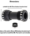 Diagram of Enduro Grade BSA Threaded Bottom Bracket With Ceramic Bearings 68 To 73mm Shell 33.5 To 33.9mm ID 24mm Spindle