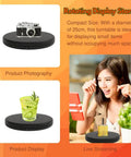 Stunning 25 Cm Motorized Rotating Display Turntable With White Led Lighting, Electric Showcase Platform For Jewelry Toys Collectibles And Products, Smooth Slow Spin Station With Anti Clockwise Direction, showcasing a camera.