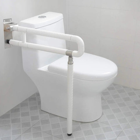 24 Inch Toilet Safety Rail Wall Mount Foldable Grab Bar Non Slip Stainless Steel With Fluorescent Grip Flip Up Design