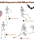 Life Size Halloween Skeleton With Seven Joints 5.4 Ft Realistic Human Bones Made From PP in various poses for decor ideas