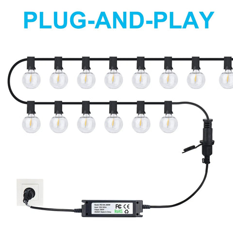Outdoor String Light Dimmer 360W Max With Timed 6H And 8H Switches, string lights connected to dimmer and plug