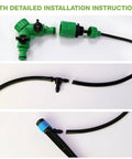 Detailed assembly steps for All In One Garden Drip Irrigation Kit No Tools Needed With Push To Connect Fittings And Fifty Nine Feet Flexible Tubing