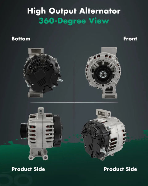 Drops Right In 12V 125Amp Alternator With CW S6 Pulley Fits Hummer H3 2007 2010 Chevrolet Colorado 2007 2012. Front and side views.
