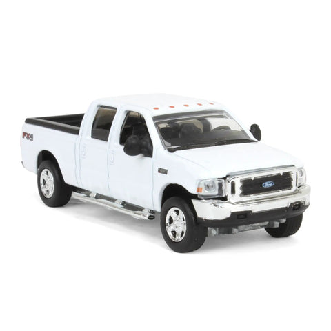 Ford F250 Super Duty 2004 Diecast Crew Cab Pickup Truck White 1 64 Scale Display Model With Rubber Tires And Metal Chassis