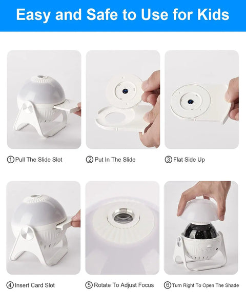 Step-by-step setup of 7 In 1 Galaxy Star Projector For Kids Room Vibe Creator With Moon Nebula Planets And Constellations Ceiling Night Light And 360 Degree Projection For A Cozy Sleep Ambiance