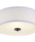 Cool One Light LED Flush Mount Ceiling Light in Graphite Finish, 13 Inch Diameter, showing etched glass and linen shade