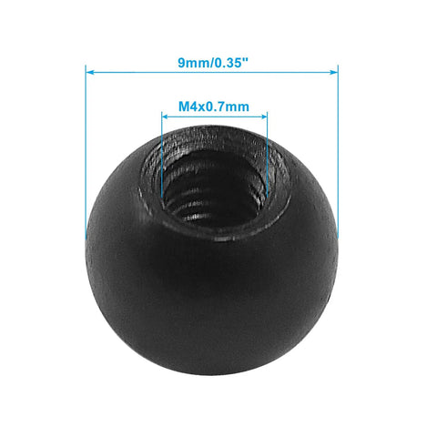 Front view of 10 Pack M4 Thread Cap Nuts Black Carbon Steel Decorative Screw Caps for Lamps and Furniture Hardware, 9mm diameter
