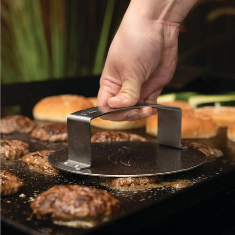 Smash Burger Press For Griddle And Grill Juicy Inside Crispy Outside Patties In Seconds Meat And Veggie Patty Maker in use