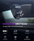 S1 Pro Front Dash Cam 2.7K Mini With STARVIS 2 Sensor, ADAS, App Control, Built In WiFi GPS mounted on windshield