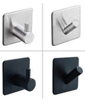Heavy Duty Black Stainless Steel Wall Hooks Double Robe Hook Slick Space Saver For Bathroom Closet And Foyer Holds Jackets Purses Towels Built Tough To Keep Your Setup Organized, different angles of hooks.