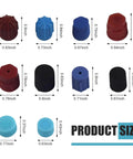 26 Pcs R12 R134a AC Caps Kit For Car 10 Size Air Conditioning Port Covers in various colors and sizes with measurements