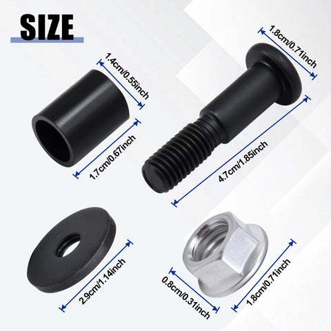Two-piece tailgate striker bolt set with nuts; black metal bolt, sleeve, and washer for Chevy Avalanche/GMC Sierra 2002–2013