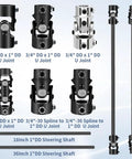 Cool Star 18-inch hollow steering shaft set with 1 inch DD exterior and 3/4 inch DD interior, assorted U joints