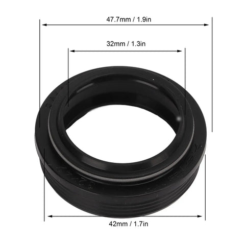 32mm Front Fork Dust Wiper Kit for Suspension Forks, low friction dust seal shown with diameter measurements in millimeters.