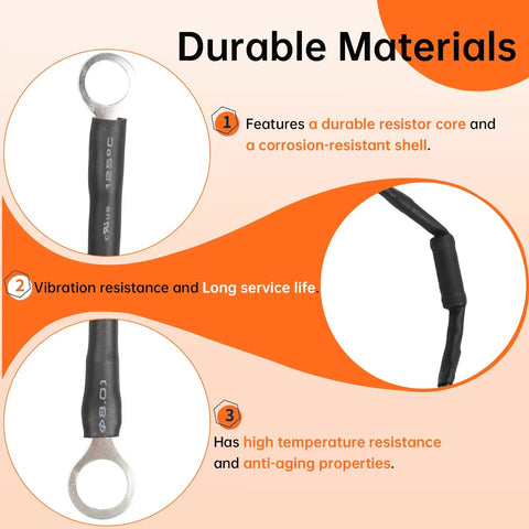 Durable materials of 2 Pack Pre Charge Resistor Assembly 500 Ohm 6.5 Watt Fits Ezgo 48V Golf Carts showcasing quality features.