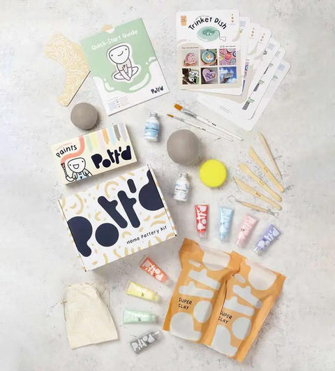 Air Dry Clay Kit For Adults Beginners Home Pottery Craft Set With Tools Paints Brushes Sealant And Step By Step Guides visible