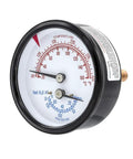 Built Tough Dual Pressure And Temperature Tridicator Gauge, 2.5 Inch Dial, black steel case