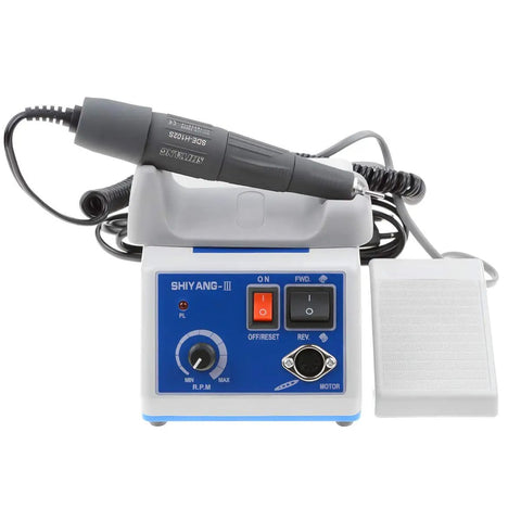 Powerful Workhorse Lab Micro Motor Micromotor 35000 RPM with control unit and handpiece for dental lab treatments.