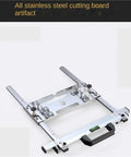 Premium Stainless Steel Cutting Machine Edge Guide Positioner For Trimmer Router shown from the top with adjustable scales.