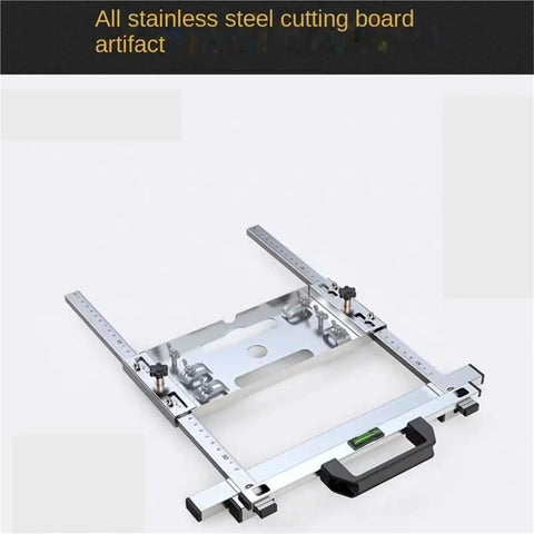 Premium Stainless Steel Cutting Machine Edge Guide Positioner For Trimmer Router shown from the top with adjustable scales.