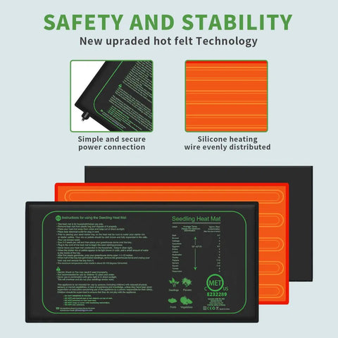 Two Pack Seedling Heat Mats For Seed Starting 10 By 20.75 Inches 21W Waterproof Heating Pad For Indoor Tray Plants Safe Durable Warm Mats For Hydroponics Germination